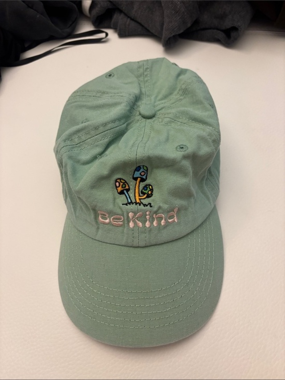 Mint Green Strapback Cap with Drawings Tag